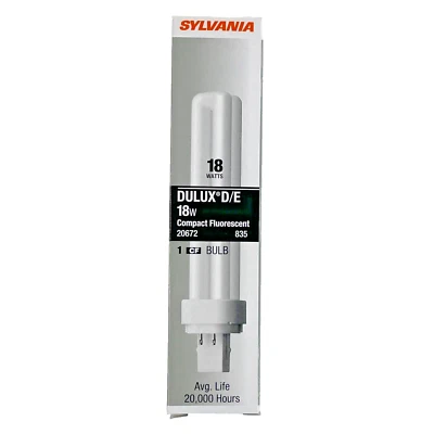 Sylvania CF18DD/E/835/ECO 18W 4pin G24q-2 3500K Double Tube CFL Light Bulb 20672 - Image 1 of 4