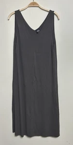 Eileen Fisher Size M Dress Gray Silk Matte Jersey Sheath Minimalist Lagenlook - Picture 1 of 11