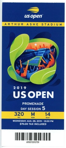 8/28 2019 US Open Tennis Promenade FULL TICKET Serena Williams Bianca Andreescu Cover