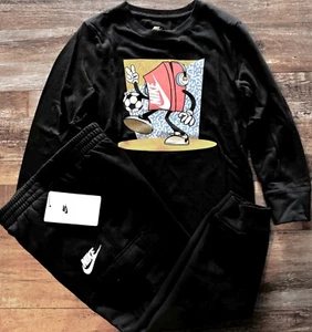 NWT Nike Boys 6 Black Soccer Shoebox Shirt/Cargo Jogger Sweat Pants Set Size 6 - Picture 1 of 3