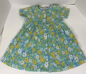Vestido Vintage Bebé Niña Talla 2 Floral Turquesa Verde Amarillo Blanco Flores Botones - Imagen 1 de 8