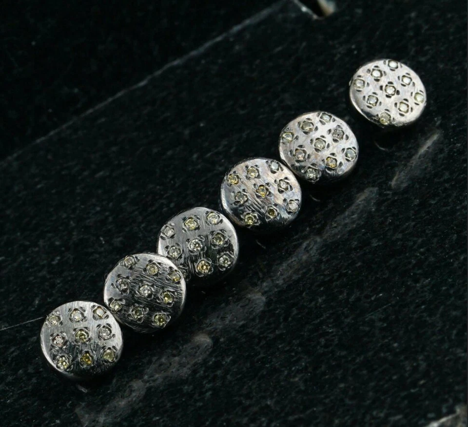 Diamond Buttons 10mm 925 Silver Shirt Button Clasp Round Natural Diamond Button. - Image 1 of 4