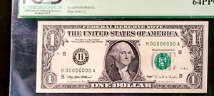 PIC DIGIT FANNCY SERIAL 00006000 FLIPPER 1995 PCGS 64 PPQ FR 1922 H FW INVEST - Picture 1 of 2