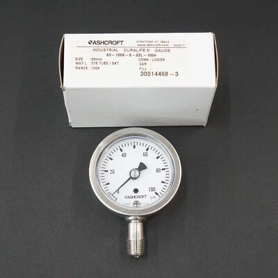 Ashcroft 63-1008-S-02L-100# Industrial Duralife Gauge, 0-100 PSI - Image 1 of 4