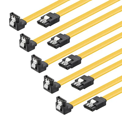 5x SATA 6 Gb/s Kabel 20 cm gewinkelt Sicherheitslasche s-ATA SATA SSD CAK 0,2m - Bild 1 von 3