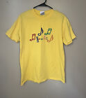 Vintage T-shirt Haftowany Memphis Blues Muzyka Żółty Retro Y2K Medium D2