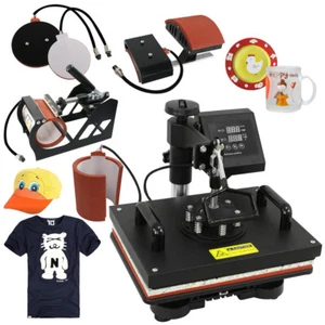 5 in 1 Transfer Sublimation T-Shirt Mug Hat Plate Cap Heat Press Machine - Picture 1 of 8