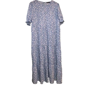 Vestido Pretty Garden en capas para mujer grande midi manga corta Cottage Core azul - Imagen 1 de 13