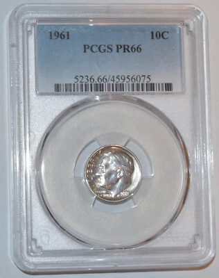 USA 1961 Roosevelt Silver Dime - PCGS Graded Classic Proof Coin PR66 - Image 1 of 2