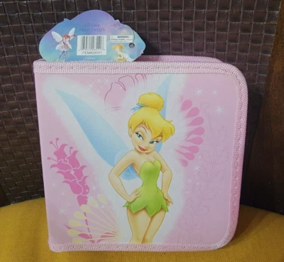 NEW WITH TAG DISNEY FAIRIES TINKERBELL HOLDS 24 CD OR DVD PINK CASE