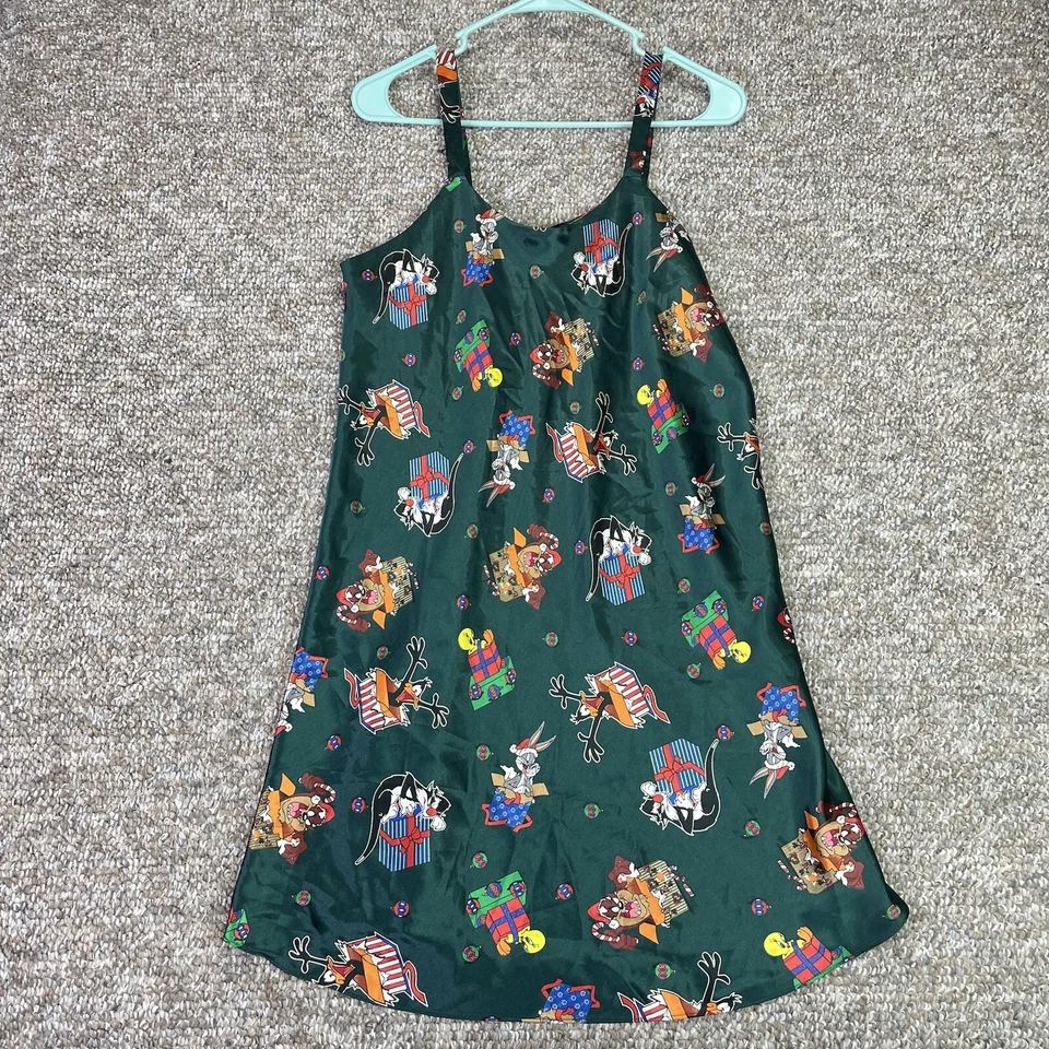 Vestido de noche vintage de Navidad Looney Tunes para mujer pijama satinado talla grande años 90’s Foto 1 de 4