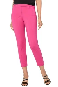 Susan Graver Status Stretch Ponte Knit Crop Pants Kiss Me Pink - Picture 1 of 1