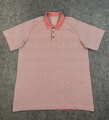 Lululemon Metal Vent Tech Polo Shirt Mens XXL Red Stripe Performance Stretch - Image 1 of 4