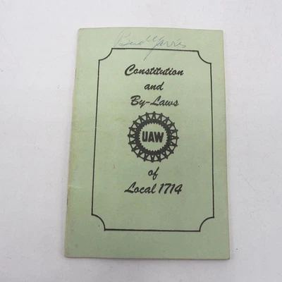 UAW Local 1714 Auto Workers Constitution & Bylaws Handbook Foto 1 de 2