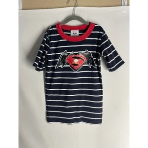 Hanna Andersson Striped Batman PJ Top Short Sleeve Organic Cotton 140cm US 10 - Picture 1 of 3