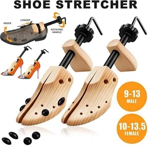 ✨ 2025 One Pair 2-way Wooden Adjustable Shoe Stretcher for Men Women Size 9-13 - Picture 1 of 16