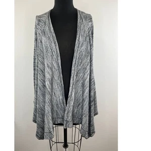 Three Dots Gray Asymmetric Wrap Front Draped Long Sleeve Cardigan Sweater XS - Picture 1 of 10
