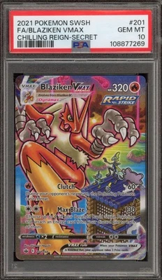 Pokemon Blaziken VMAX Chilling Reign Secret Rare Full Alt Art #201 PSA 10 - Image 1 of 2