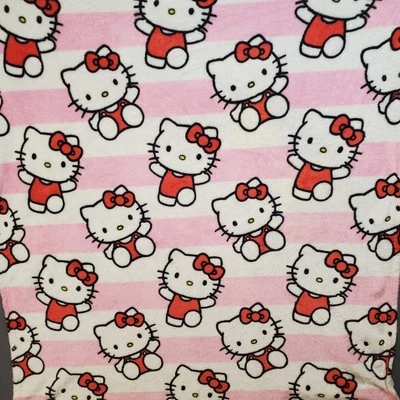 Manta Hello Kitty Arcos y Rayas Tamaño Niño 40x50" Vellón Rosa Blanco Rayas Foto 1 de 4