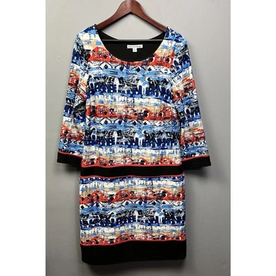 Madison Leigh Dress Womens Size 12 Sheath Abstract 3/4 sleeves Stretch - Image 1 of 4
