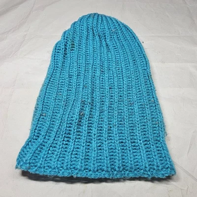 Винтажный ручной работы самодельный крючком шляпа Beanie мягкий синий сутулиться лыж зимняя шапка - Изображение 1 из 4