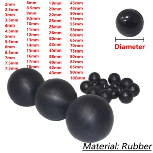 Rubber Ball Round Solid Black Bouncy Balls Training ball Diameter 2mm to 100mm - Picture 1 of 68