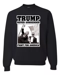 Sudadera Never Surrender Trump Fight For America cuello redondo - Imagen 1 de 12
