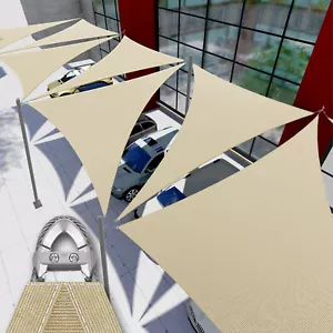 30-48Ft Sun Shade Sail w/Steel Wire Triangle Sand Canopy Pool Shelter Cover - Picture 1 of 8