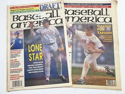 (2) Vintage 1993 Baseball America Mags ROGER CLEMENS -Rocket Man Cover Photo Eck - Image 1 of 4
