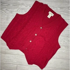 Vintage L.L bean cotton wool  cable knit button cardigan sweater vest sleeveless - Picture 1 of 4