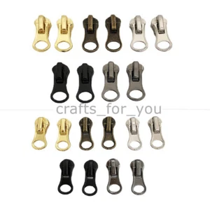 5x No.3 No.5 No.8 Zip Puller Metal Zipper Pull Replacement Repairs Silver Bronze - Picture 1 of 9