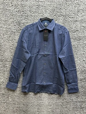 Ted Baker Slim Fit Button Down Denim Shirt Blue Men’s Size 4 NWT $150 - Image 1 of 4