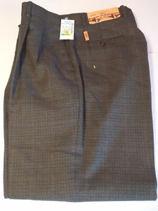 Sette Ponti Wool Dress Parts Slacks. Dark Blue Brown Check Pleated Cuffed 34x30 - Bild 1 von 12