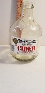 Vintage Martinelli`s Apple Cider 1.5 Liter Jug W/ Embossed Leaves Cider Bottle - Picture 1 of 6