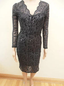 New Next Petite Black/Pewter Silver Lace Dress Sz UK 8 - Picture 1 of 4