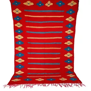 Moroccan Handmade Vintage Rug Kilim Area Carpet Wool Tribal Azilal Rug Berber - Picture 1 of 24