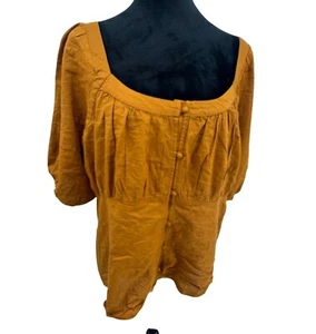 Old Navy Peasant Blouse Womens XXL NEW Smocked Back Puff Sleeves Button Front - Picture 1 of 8