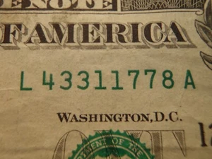 Fancy Serial Number $1 Dollar Bill Birthday Note ~Jan 17, 1978 ...1/17/78 - Picture 1 of 2