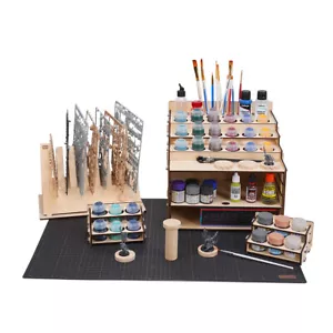 Organizer per pittura in miniatura in legno per conservazione pittura in miniatura, con ripiano pezzi modello - Foto 1 di 7