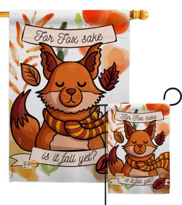 Fox Sake, Fall Yet Harvest & Autumn Leaves Scarf Feel Garden House Yard Flag - Picture 1 of 13