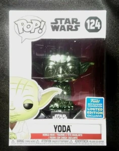 SDCC Exclusive Yoda 124 Green Chrome Star Wars with FREE Protector - Picture 1 of 6