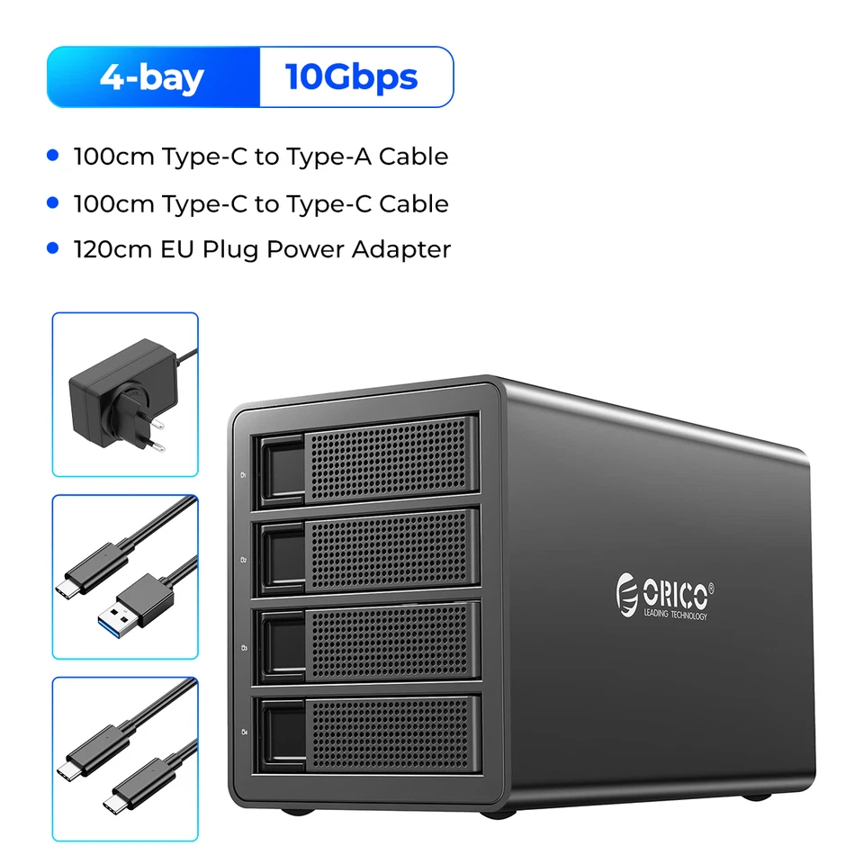 ORICO 4Bay External Hard Drive Gehäuse Type C 2.5/3.5" SATA HDD SSD Daisy Chain