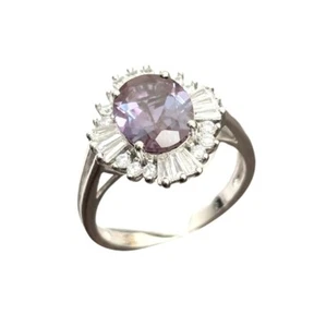 R7509 8x10mm Color Changing Lab-Made Alexandrite Sterling Silver Modern ring - Picture 1 of 2