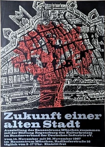 Poster Plakat - Zukunft einer alten Stadt - Stadtplan - Bauzentrum München 1967 - Bild 1 von 1