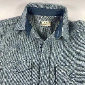 Vintage LL Bean Northwoods Tweed Wool Shirt Jacket Mens XL X-Large Blue