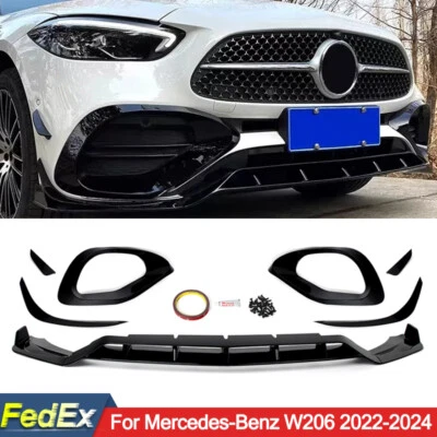 For Mercedes Benz W206 C300 2022-2024 Front Splitter Fog Light Cover Canard Trim - Image 1 of 4