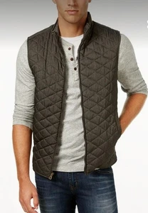 Men's Quilted Vest Size Large Weatherproof Vintage Green Pockets Outdoor - Picture 1 of 11