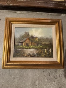 Vintage signiertes Gemälde K.Falter Teich, Landhof - Bild 1 von 4