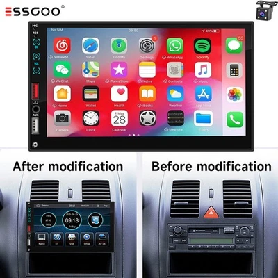 Single 1 DIN 7" Apple CarPlay Car Stereo Radio Android Auto Bluetooth USB Camera - Image 1 of 4