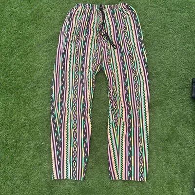 Vintage 80s 90s MC Hammer Baggy Surfer Pants Aztec Tribal Unique Joggers Medium - Image 1 of 4